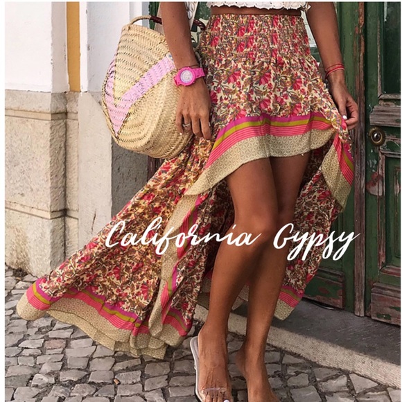 LAST ONE🎉High Low Floral Boho Chic Ruffle Skirt - Picture 4 of 8